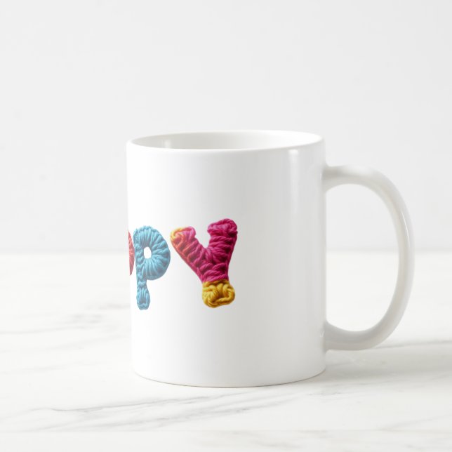 Poppy Namn i Vibrant Crochet Mönster Kaffemugg (Höger)