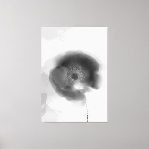 Poppy of Troy Black and White Watercolor Blommigt Canvastryck