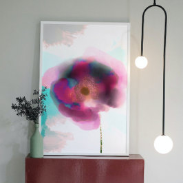 Poppy of Troy Burgundy Watercolor Blommigt Canvastryck