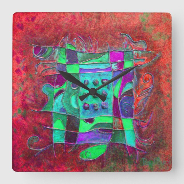 "Poppy Open" av Paul Buică Fyrkantig Klocka (Framsida)