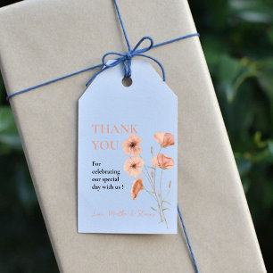 Poppy Orange Flower Bröllop Tack Presentetikett