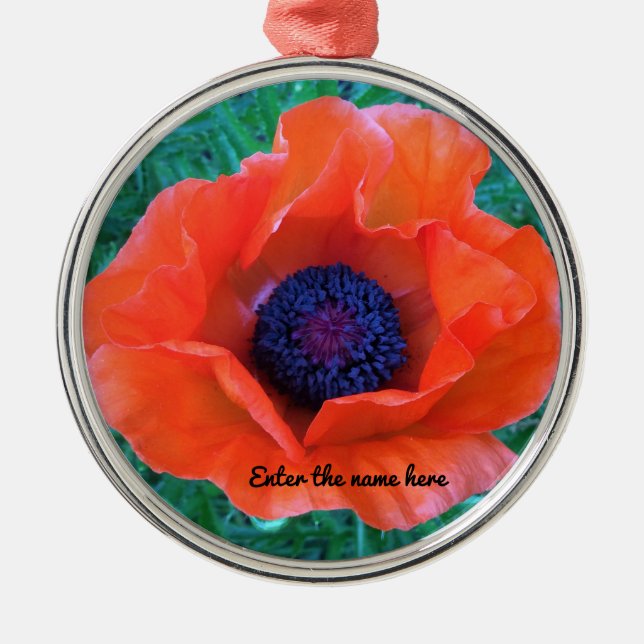 POPPY Oriental Red Orange — Julgransprydnad Metall (Framsidan)
