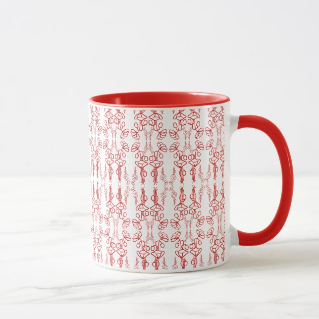 Poppy Outline, Red on White Ringer Coffee Mugg (Höger)
