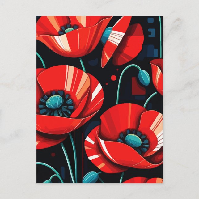 Poppy Papaver blommor Vykort (Framsida)