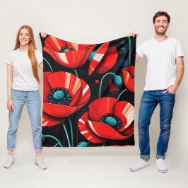 Poppy Papaver flowers Fleecefilt