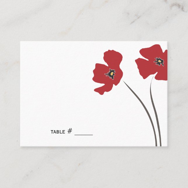 Poppy Place-kort { Flat } Placeringskort (Framsida)