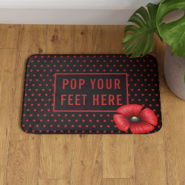 Poppy Polka Dot Mönster Red and Black Bath Mat Badrumsmatta