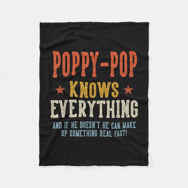 Poppy-pop vet allt fars dag retro fleecefilt (Framsidan)