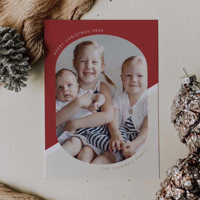 POPPY Red Cream - unikt julfoto i Julafton-familje Julkort (POPPY Red Cream Unique Xmas Family Christmas Photo Holiday Card)