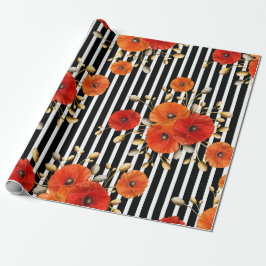 Poppy Red Flower Black White Glam Rand Glam VIP Presentpapper