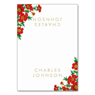 Poppy Red Flowers Plattskort Bordsnummer