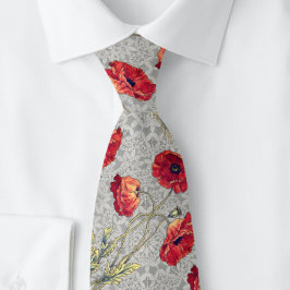 Poppy Red Grått Botanical Doily | Neck Tie Slips