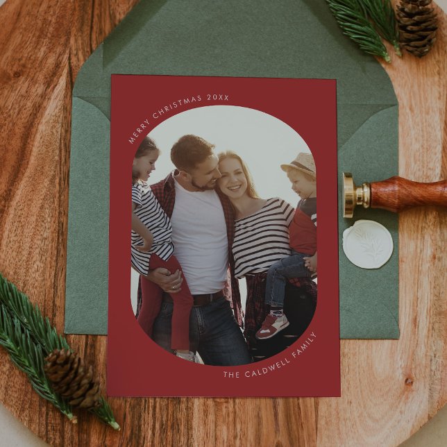 POPPY Red Modern Roligt Family DIY Photo Jul Julkort (POPPY Red Modern Fun Family DIY Photo Christmas Holiday Card)