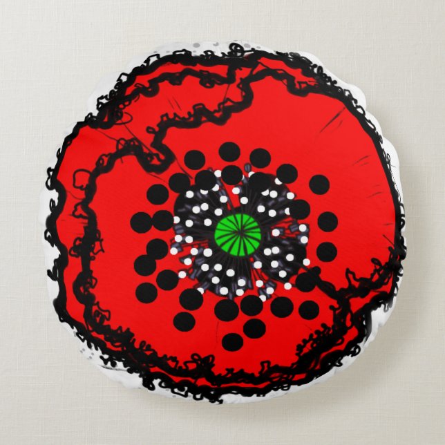 POPPY Round Pillow Rund Kudde (Framsidan)