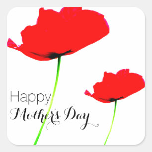 POPPY-samling 01 kvadratstreck med Mors dag Fyrkantigt Klistermärke