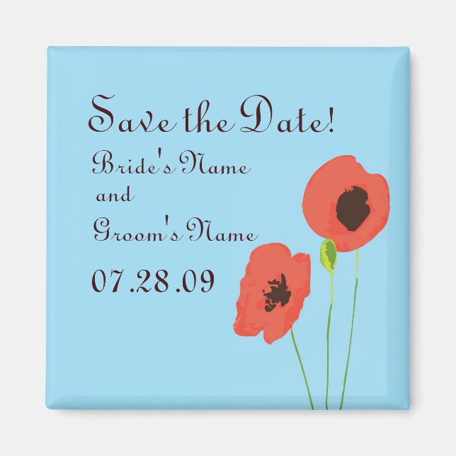 Poppy Save the Date Magnent Magnet (Framsidan)