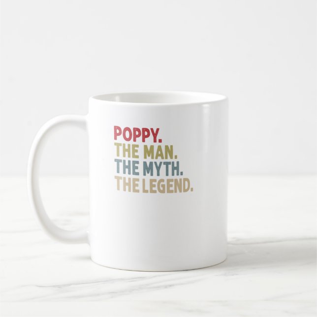 Poppy the Man the Myth the Legend Funny Grandpa Gi Kaffemugg (Vänster)