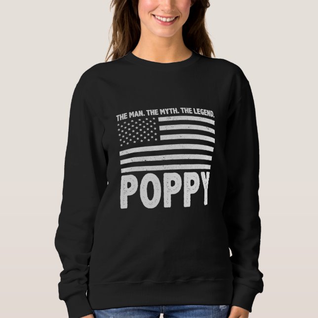 Poppy the Man the Myth the Legend Grandpa Far T Shirt (Framsida)