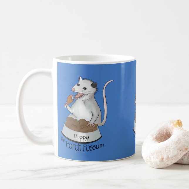 Poppy the Porch Possum Coffee Mugg, Blue Coffee Mu Kaffemugg (Med munk)