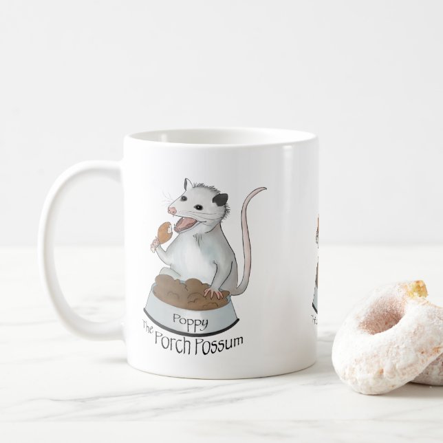 Poppy the Porch Possum Coffee Mugg, white Kaffemugg (Med munk)