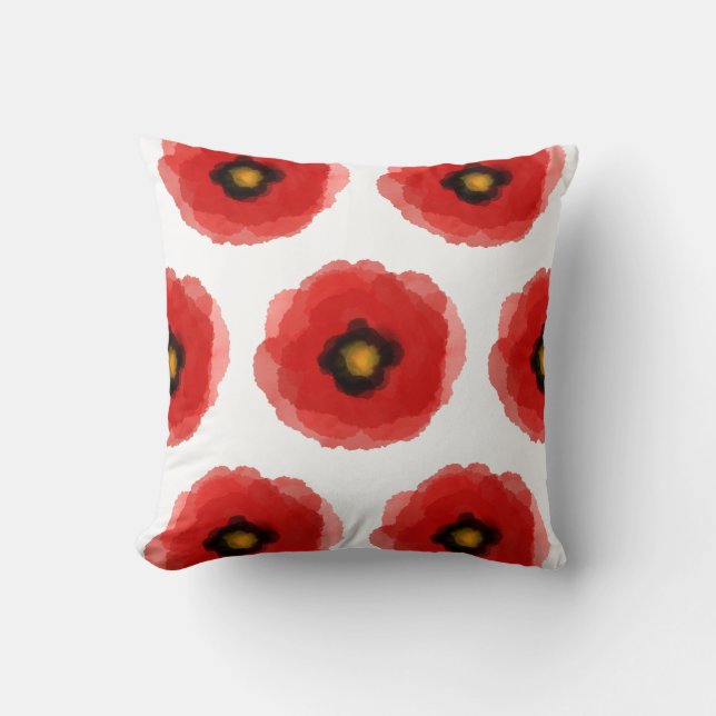 POPPY-vattenfärger stil mönster Sq Pillow Kudde (Framsida)