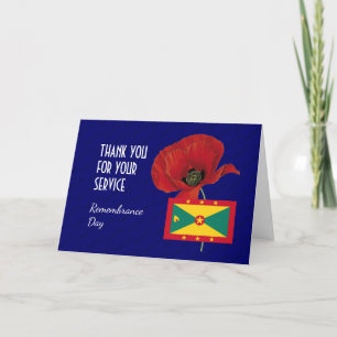 Poppy   Veteraner   GRENADA FLAGGA   REMEMBRANSDAG Tack Kort