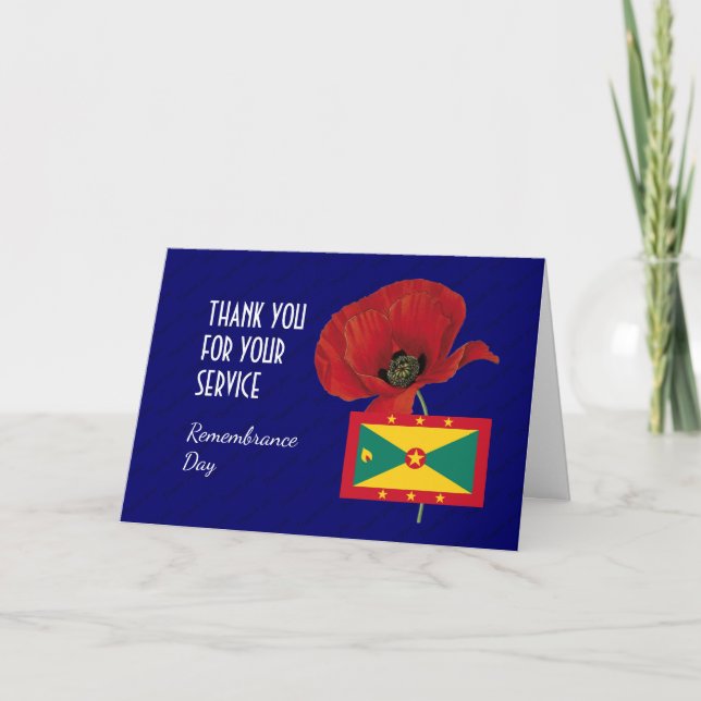 Poppy | Veteraner | GRENADA FLAGGA | REMEMBRANSDAG Tack Kort (Framsida)