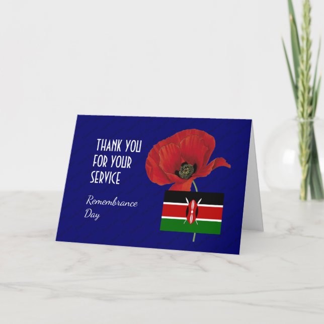 Poppy | Veteraner | Kenya Flagga | REMEMBRANSDAG Tack Kort (Framsida)