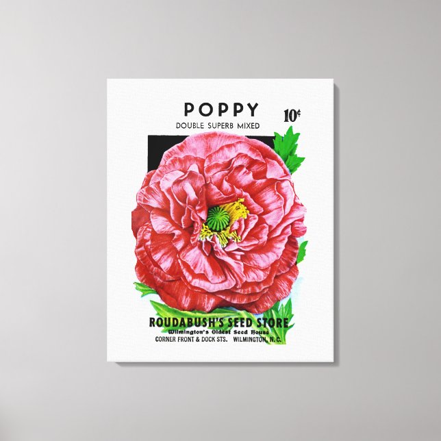 Poppy Vintage Seed Packet Canvastryck (Framsida)