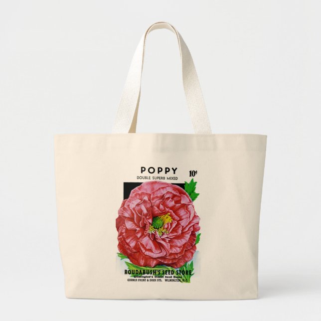 Poppy Vintage Seed Packet Jumbo Tygkasse (Framsidan)