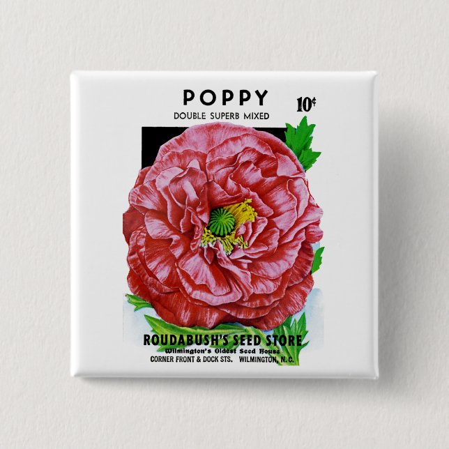 Poppy Vintage Seed Packet Knapp (Framsida)