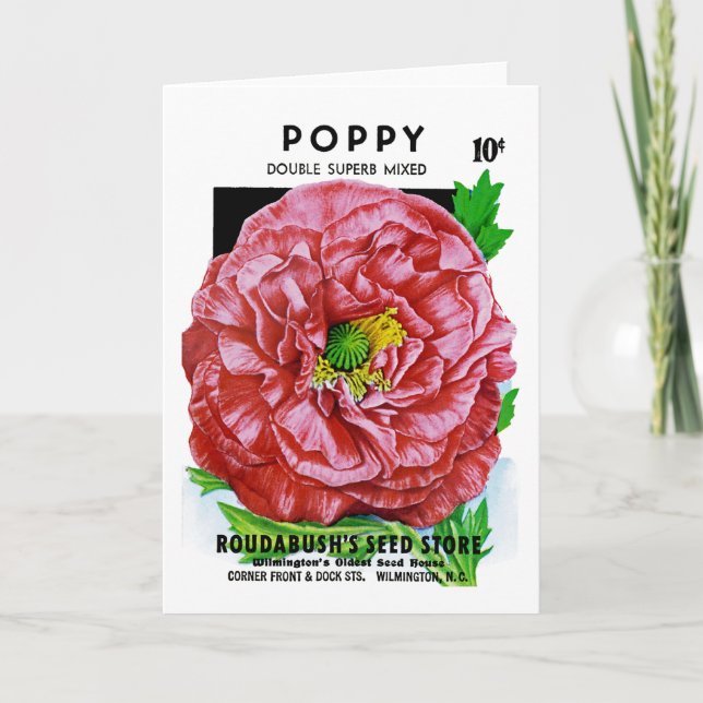 Poppy Vintage Seed Packet Kort (Framsida)