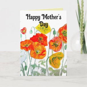 Poppy Watercolor Flower Blommigt Mors dag Card Kort