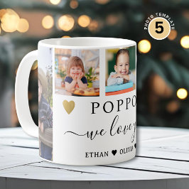 Poppy We Love You Grandkids 5 Photo Collage Kaffemugg