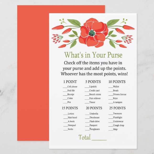 Poppy What's in your purse-match (Fram/baksida)