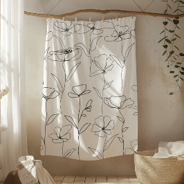 Poppy Wildblomsvart och vit minimal Blommigt Fleecefilt