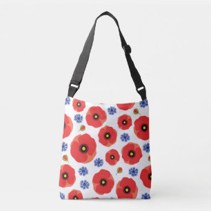Poppys och kornblommor Mönster Axelväska