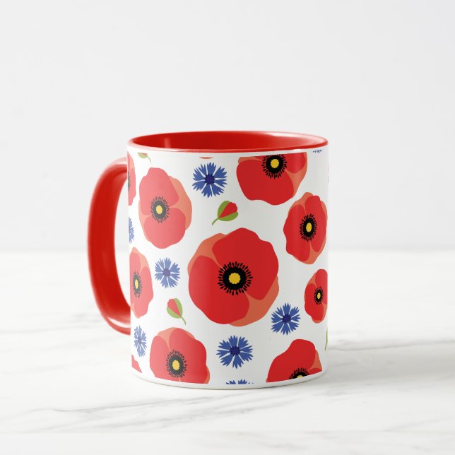 Poppys och kornblommor Mönster Mugg (Framsida vänster)