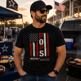 Pops Amerikansk flagg-gåva Patriotisk Fars dag T Shirt