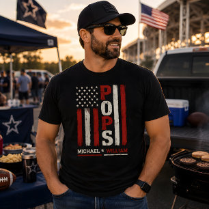 Pops Amerikansk flagg-gåva Patriotisk Fars dag T Shirt
