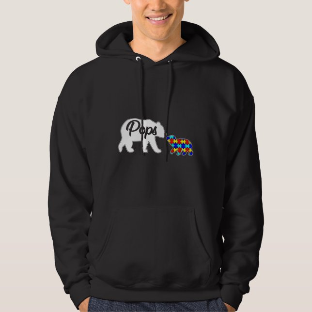 Pops Bear Autism Awareness Kärlek Support Family A Hoodie (Framsida)