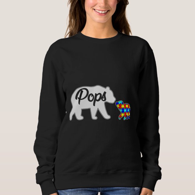 Pops Bear Autism Awareness Kärlek Support Family A T Shirt (Framsida)