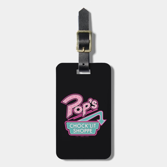 Pop's Chock'Lit Shoppe Rosa Logotyp Bagagebricka (Vertikal Framsida)