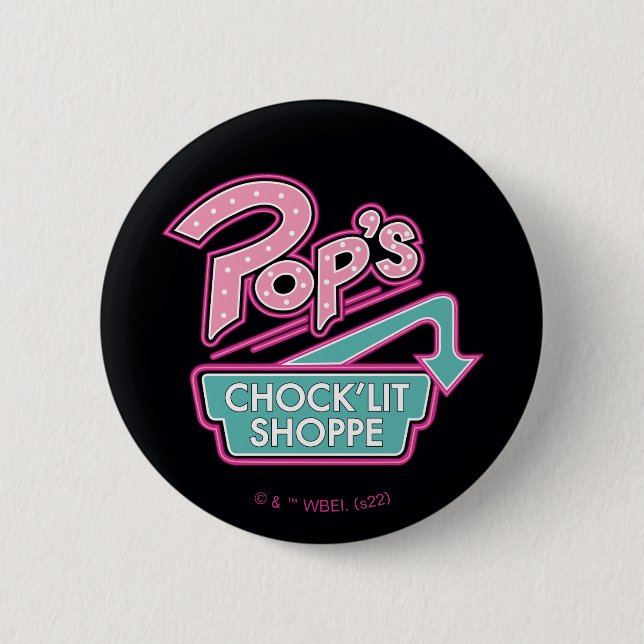 Pop's Chock'Lit Shoppe Rosa Logotyp Knapp (Framsida)