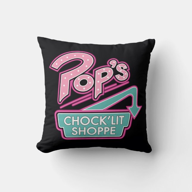 Pop's Chock'Lit Shoppe Rosa Logotyp Kudde (Framsida)