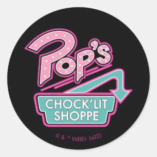 Pop's Chock'Lit Shoppe Rosa Logotyp Runt Klistermärke