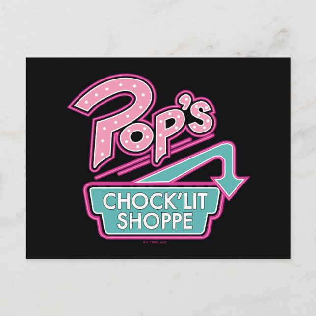 Pop's Chock'Lit Shoppe Rosa Logotyp Vykort (Framsida)