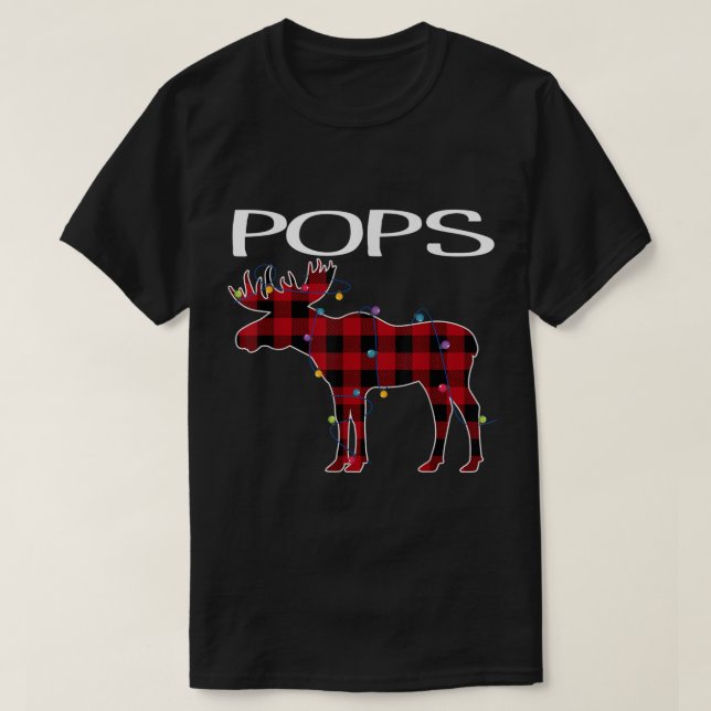 Pops Christmas Plaid Moose Design T Shirt (Design framsida)