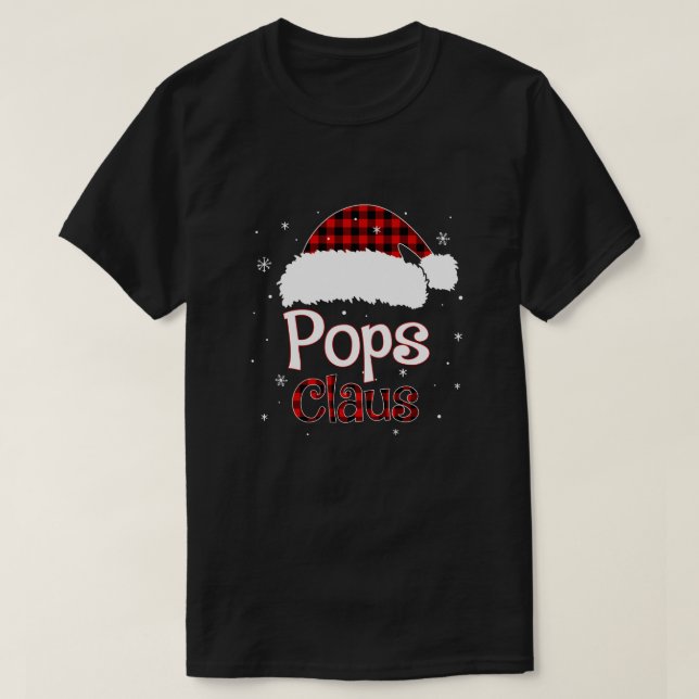 Pops Claus Red Plaid Family Pajamas Christma T Shirt (Design framsida)