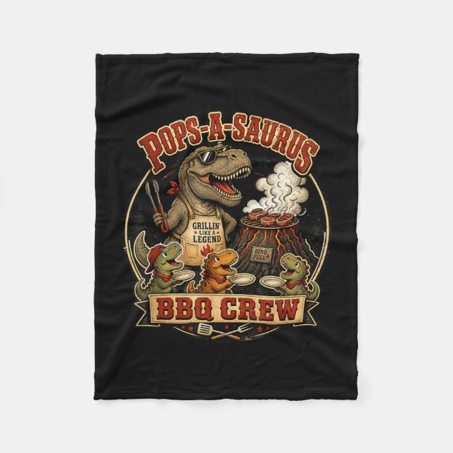 Pops en saurus grill crew rolig dinosaurie pappa s fleecefilt (Framsidan)